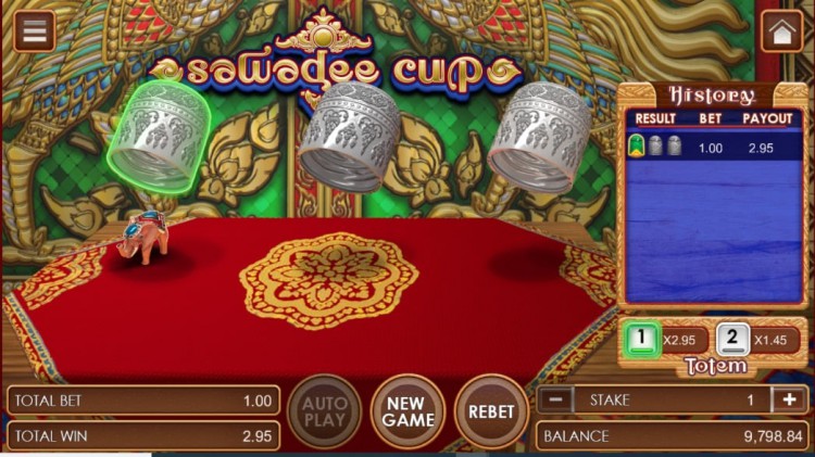 Sawadee Cup là bạn sẽ phải dự đoán xem chú voi của nhà vua sẽ xuất ở chiếc Cup nào.