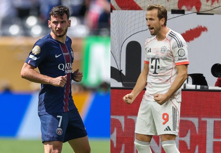 Khvicha Kvaratskhelia and Harry Kane will both look to score at Parc des Princes in the Champions League